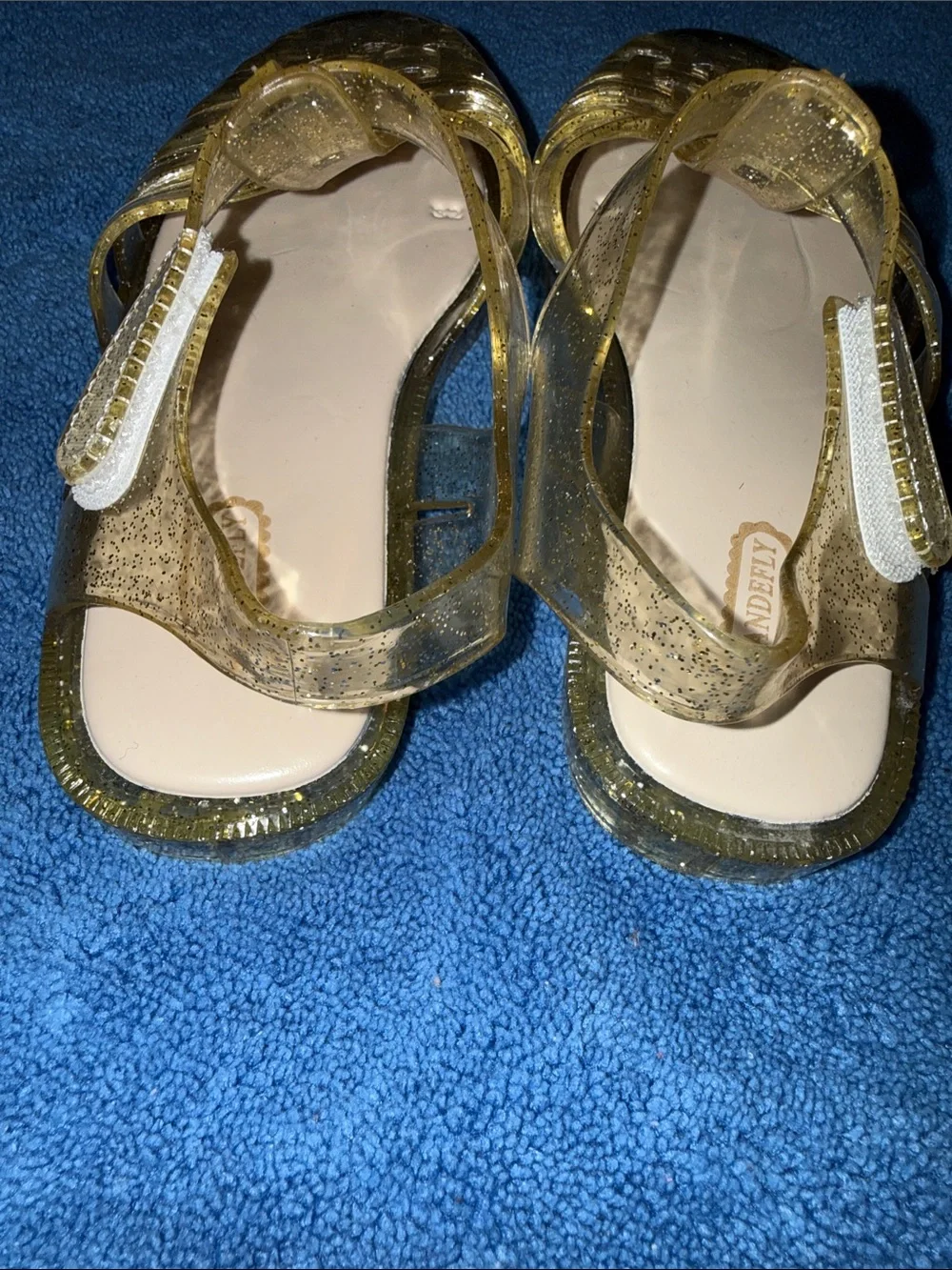 Gold Glitter Jelly Sandals - Kids Mary Jane Style